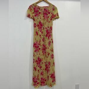Talbots Vtg Floral Short Sleeve 4 Dress Y2k Ruffle Tiered